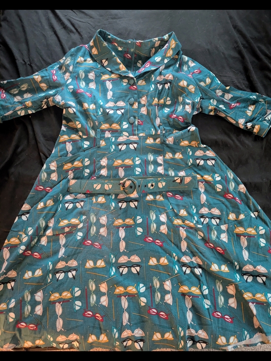 Collectif Dresses & Skirts - Collectif Teal Sunglasses Print Dress